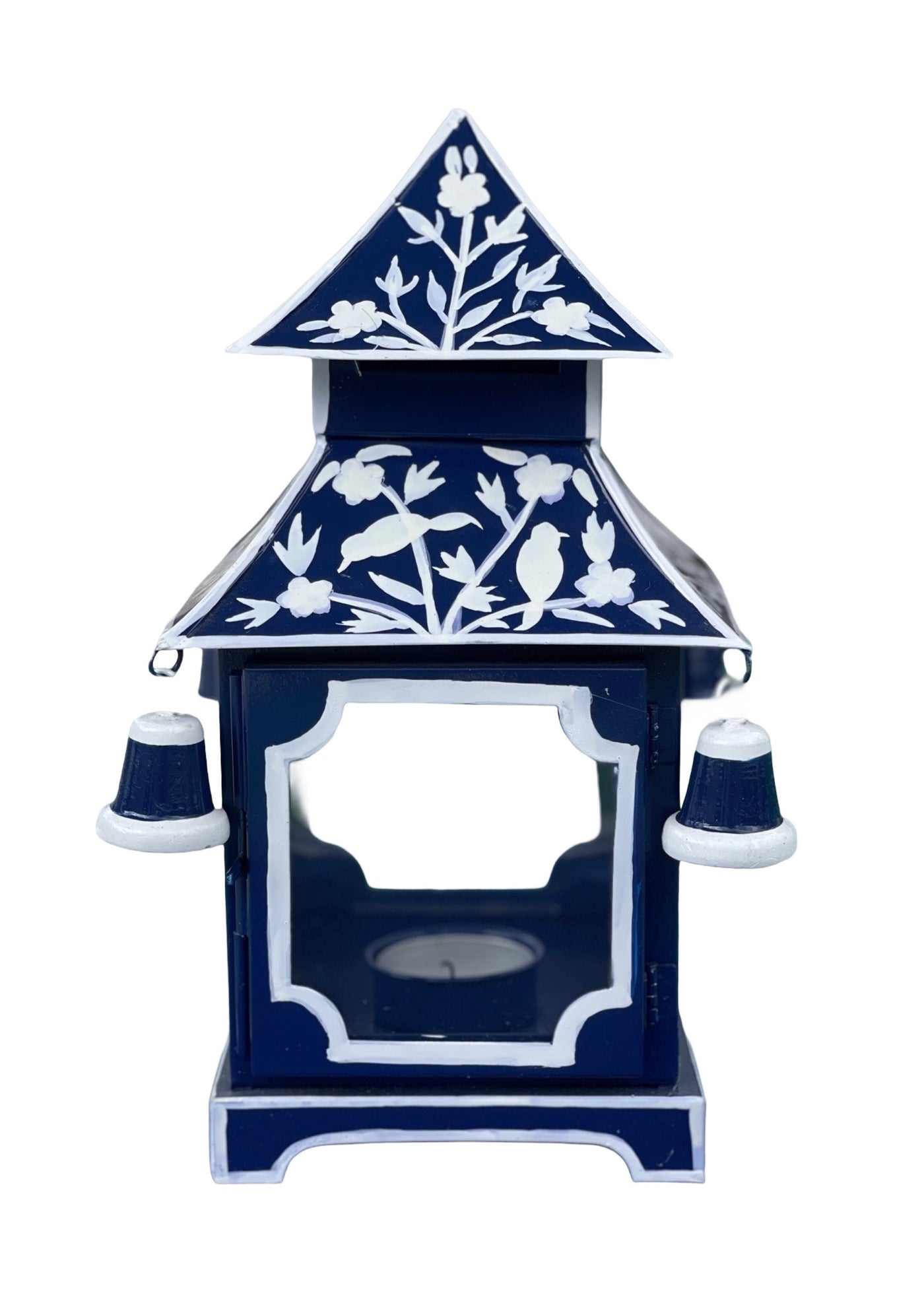 Chinoiserie Pagoda Candle Holder - Navy