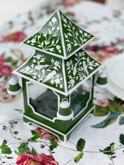 Chinoiserie Pagoda Candle Holder - Green