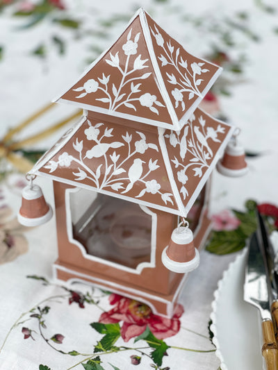 Chinoiserie Pagoda Candle Holder - Caramel