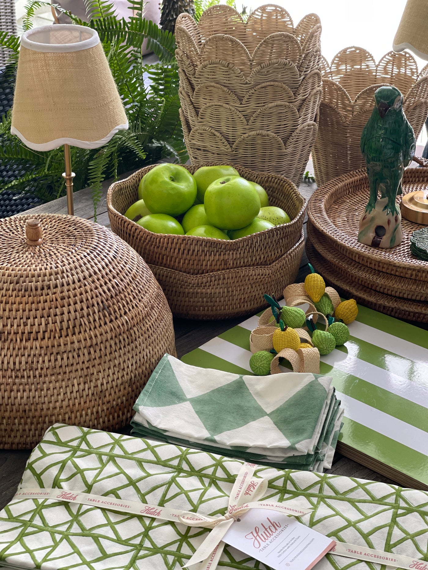 Large Scalloped Rattan Bowl