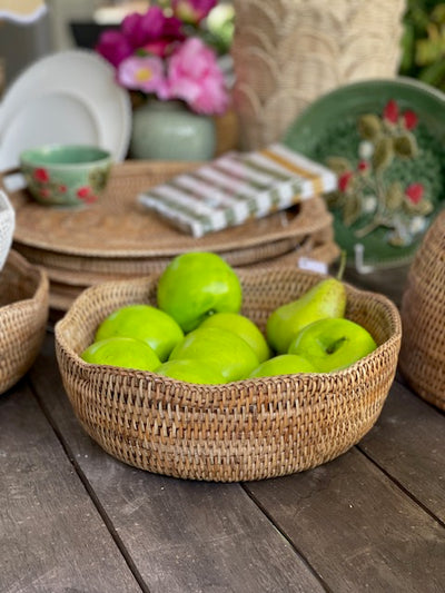 Large Scalloped Rattan Bowl