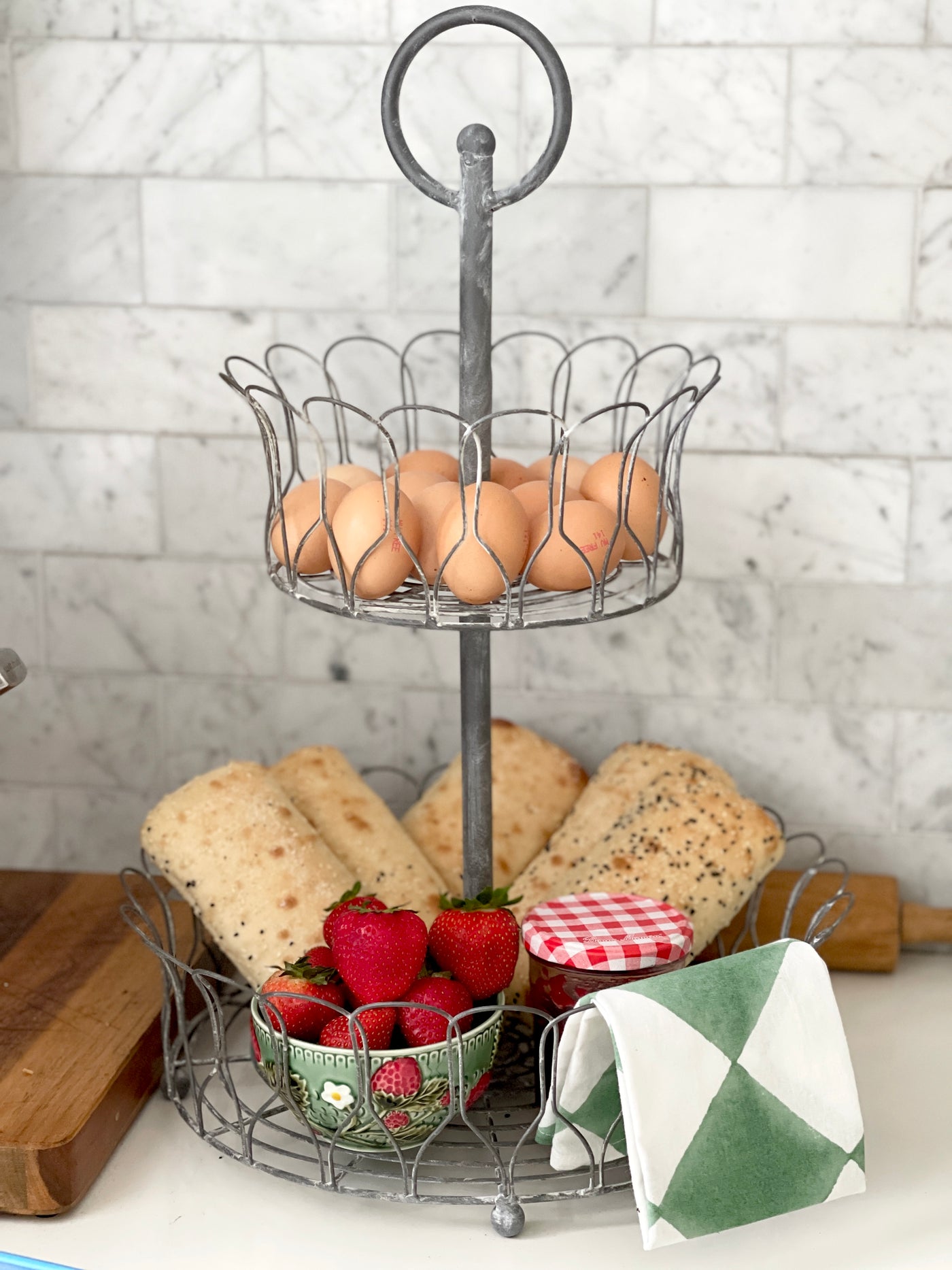 French Style Two-tiered Wire Stand