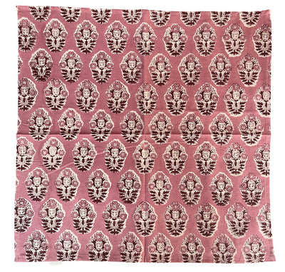 Set of 4 Hand Block Printed Cloth Napkin - 'Poppy - Pink with white print'