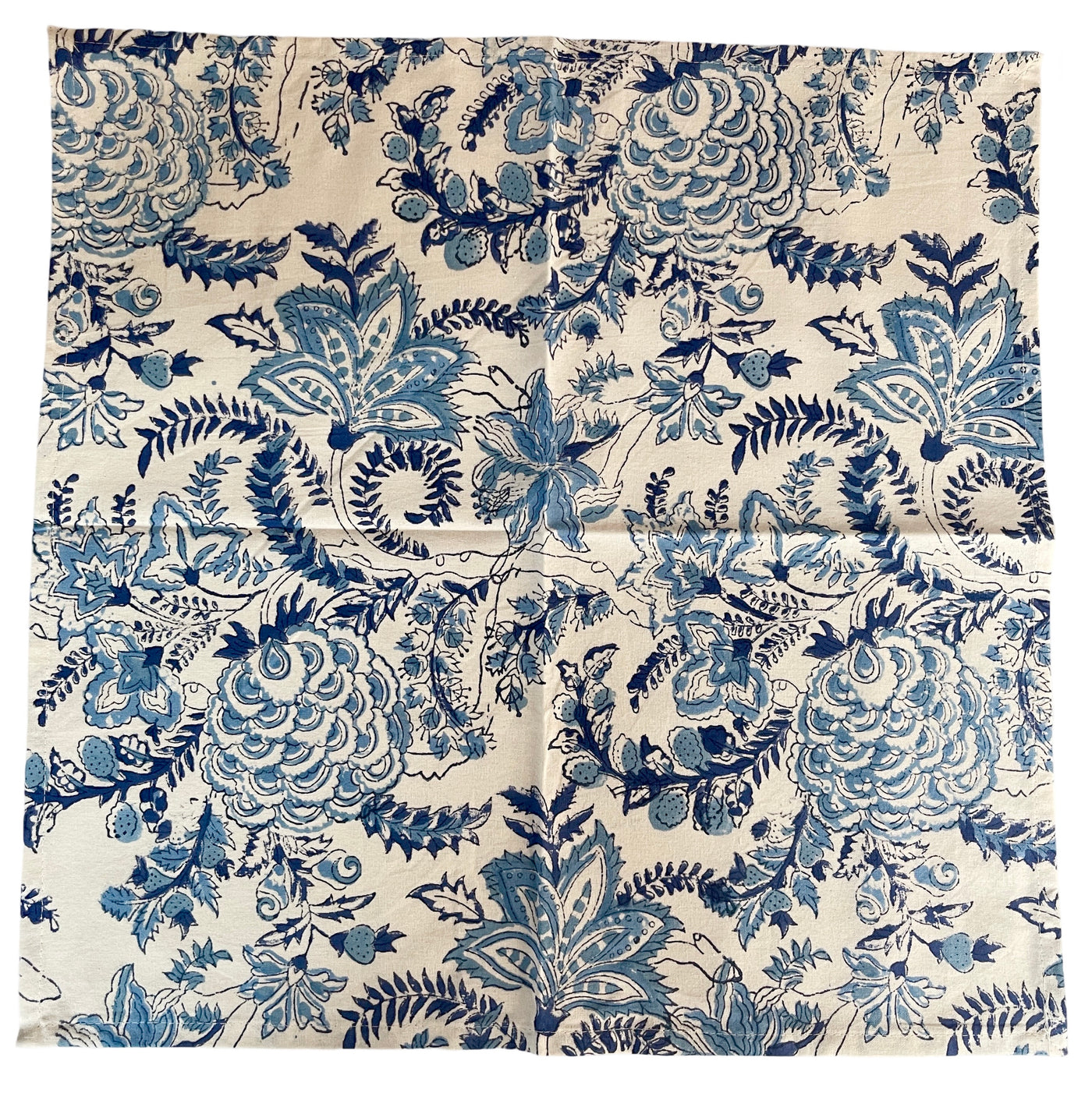 Set of 4 Hand Block Printed Cloth Napkin - 'Blue Palace'