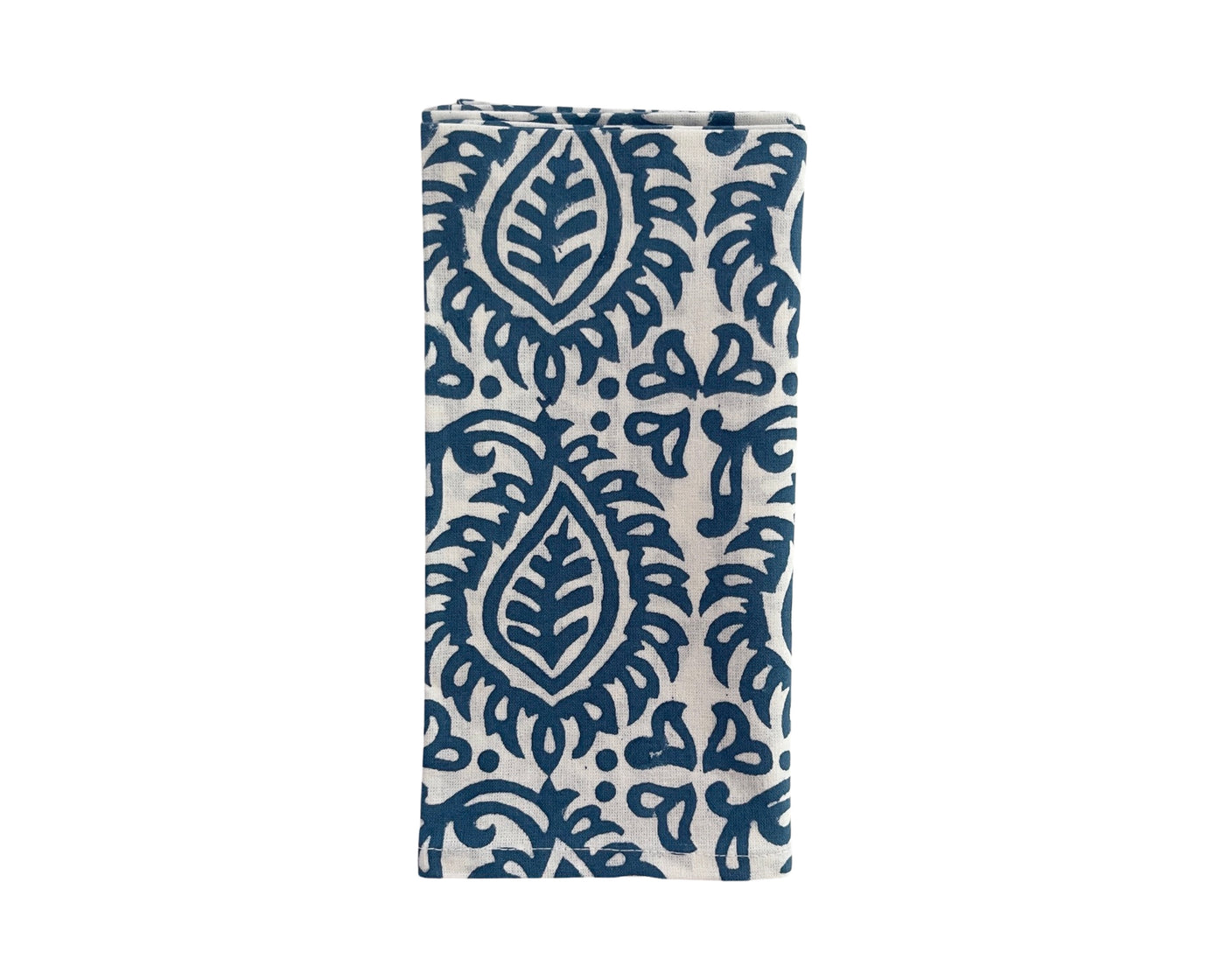 Copy of Set of 4 Hand Block Printed Cloth Napkin - 'Block Paisley - Blue'