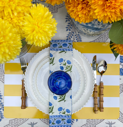 Block Printed Tablecloth 'Zaanh - Blue'