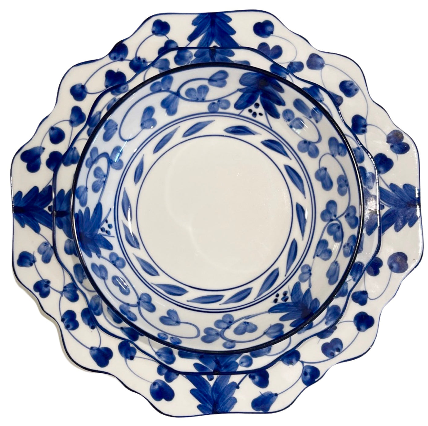12pc (4 Person) 'Lily' Dinner Set - Blue