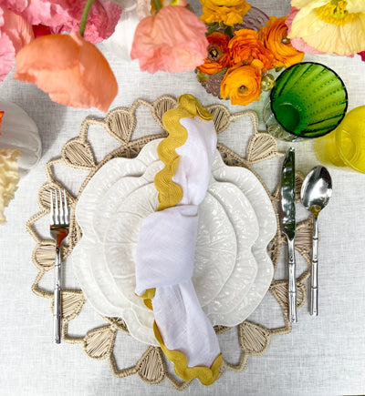 Zig Zag Linen Napkin - Yellow