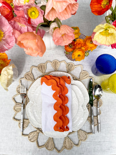 Zig Zag Linen Napkin - Orange