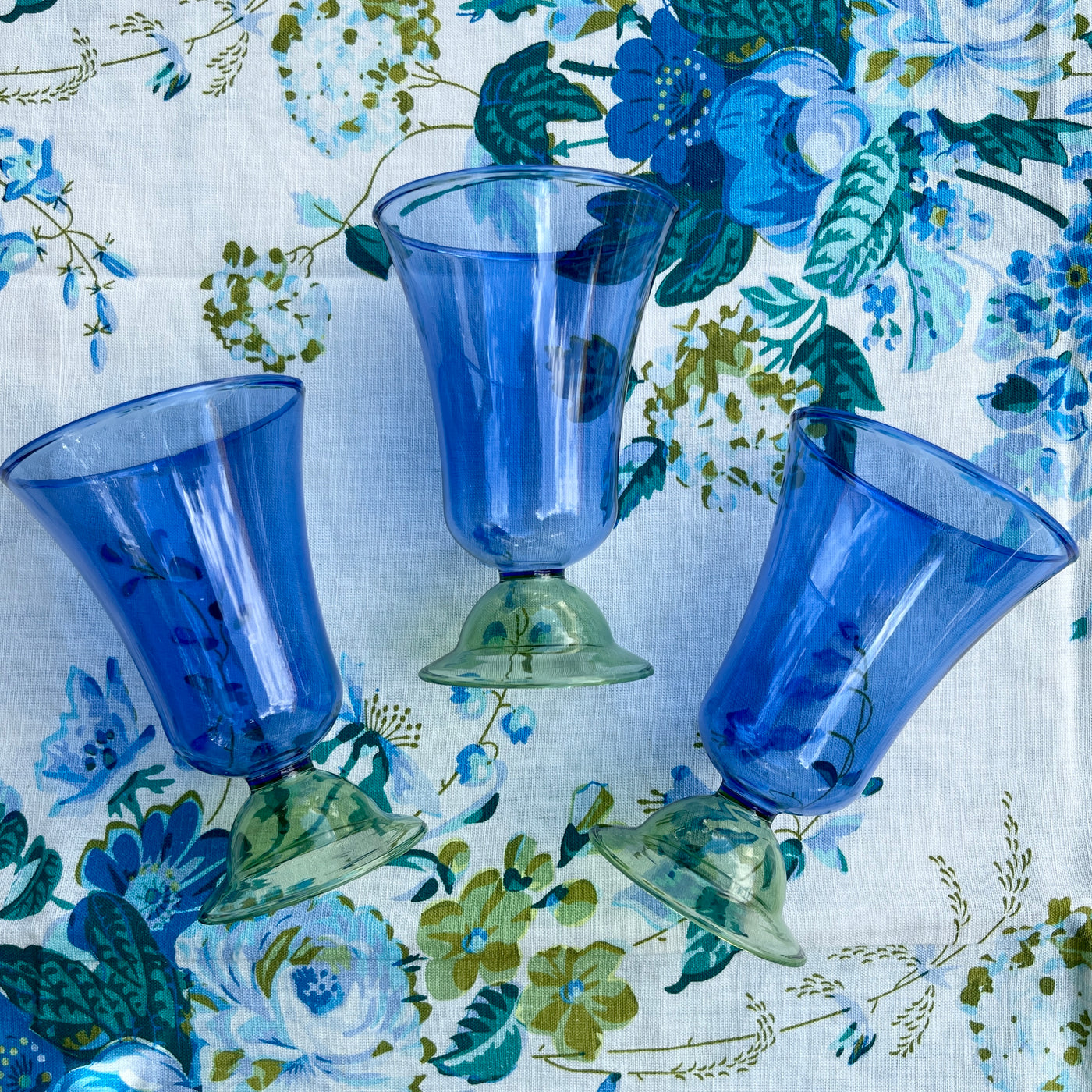 Set of 2 'Blue and Green' Glass Tumblers