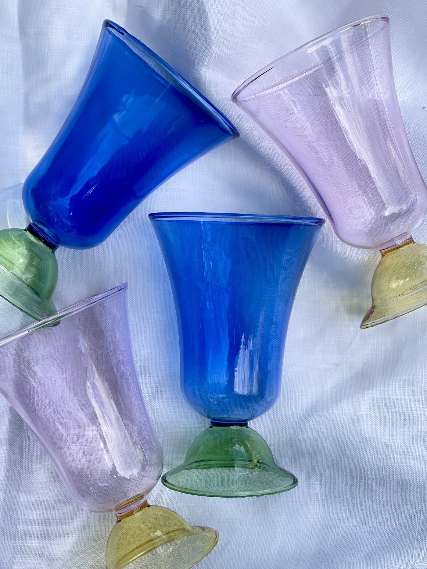 Set of 2 'Blue and Green' Glass Tumblers