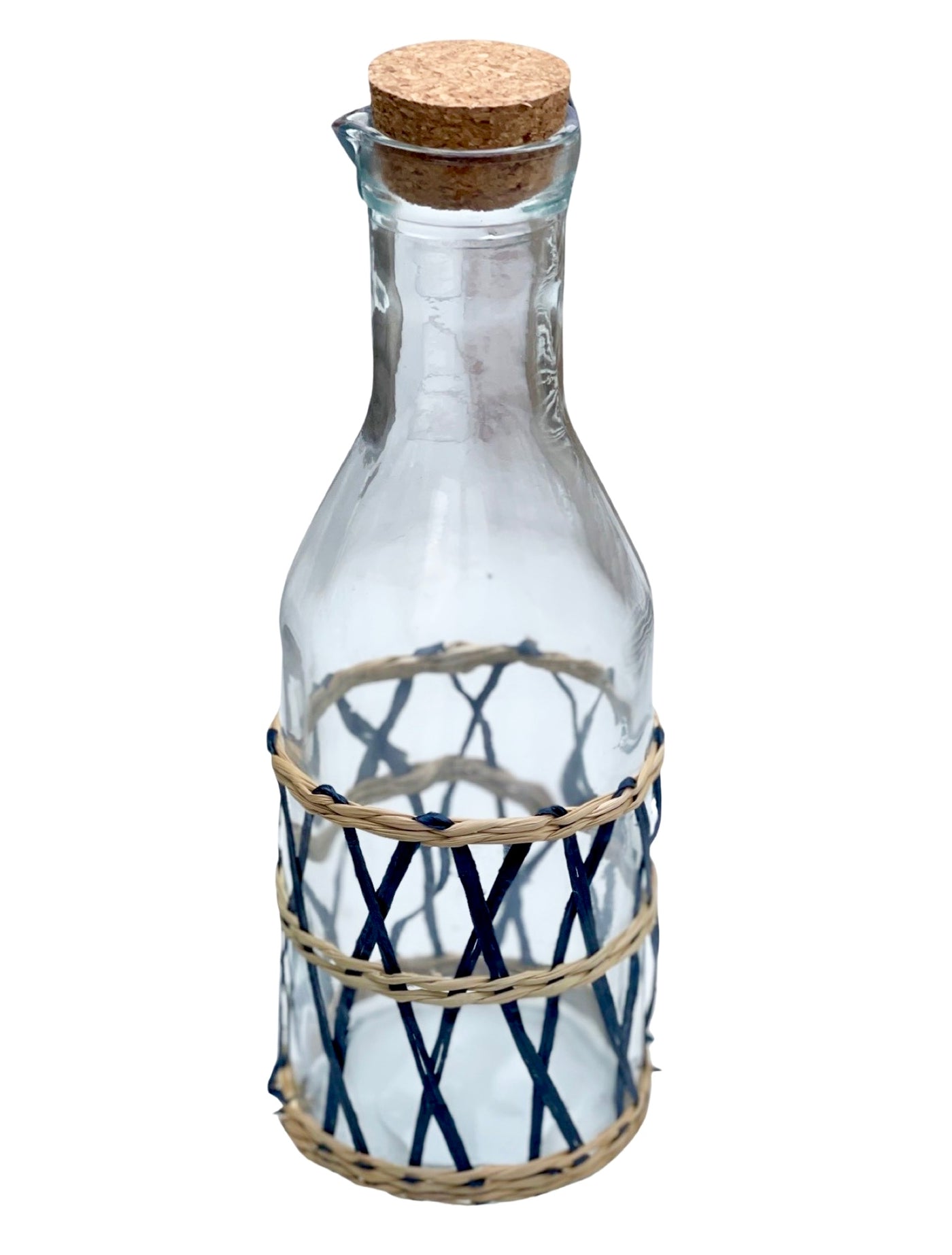'Blue Raffia' Glass Carafe