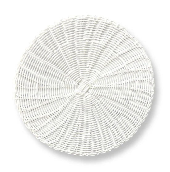 Set of 4 Synthetic Rattan Placemats - Crisp White