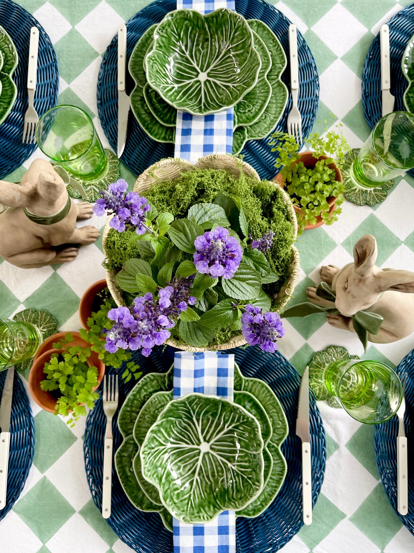 'Cheeky Checker' 100% Cotton Tablecloth - Green