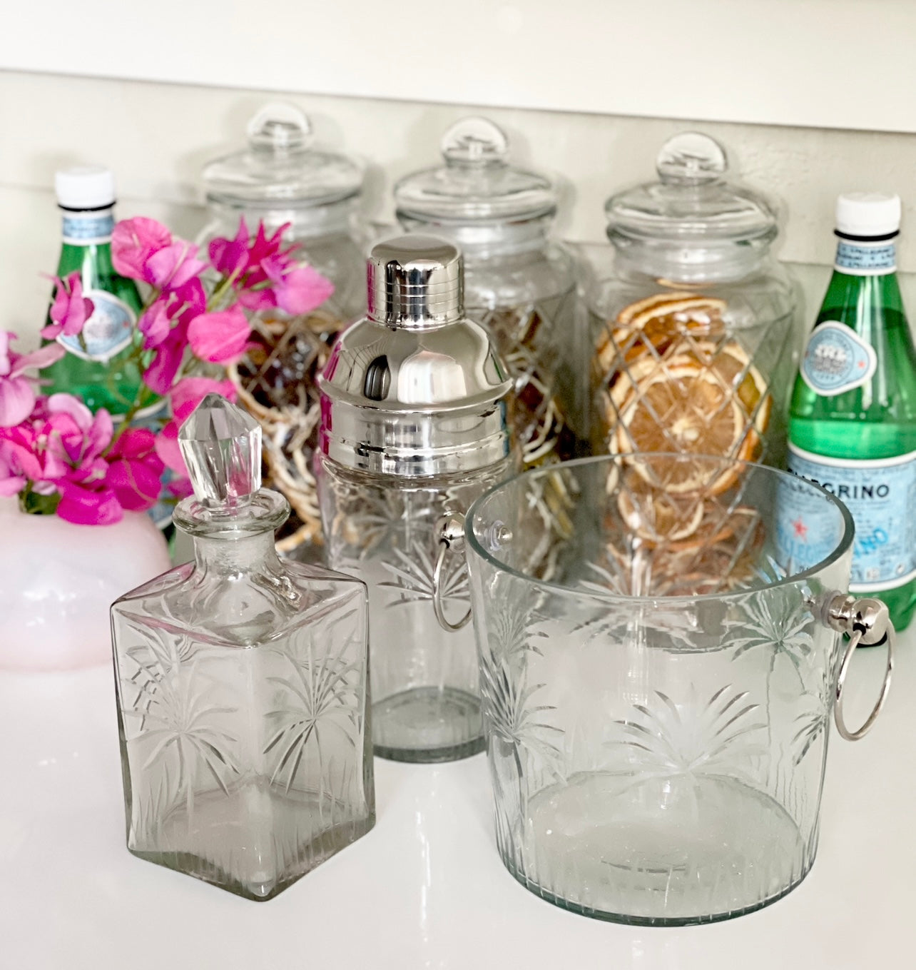 'Palm' Glass Ice Bucket Small