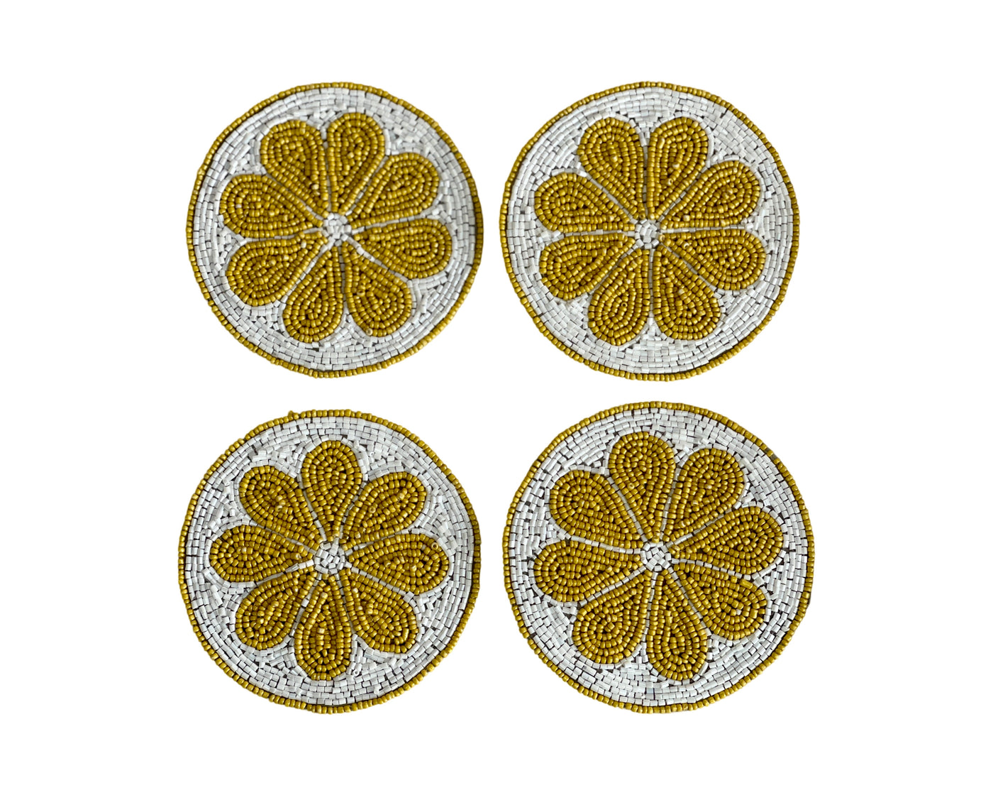 Set of 4 Glass Bead Coasters - Lovely Lemon