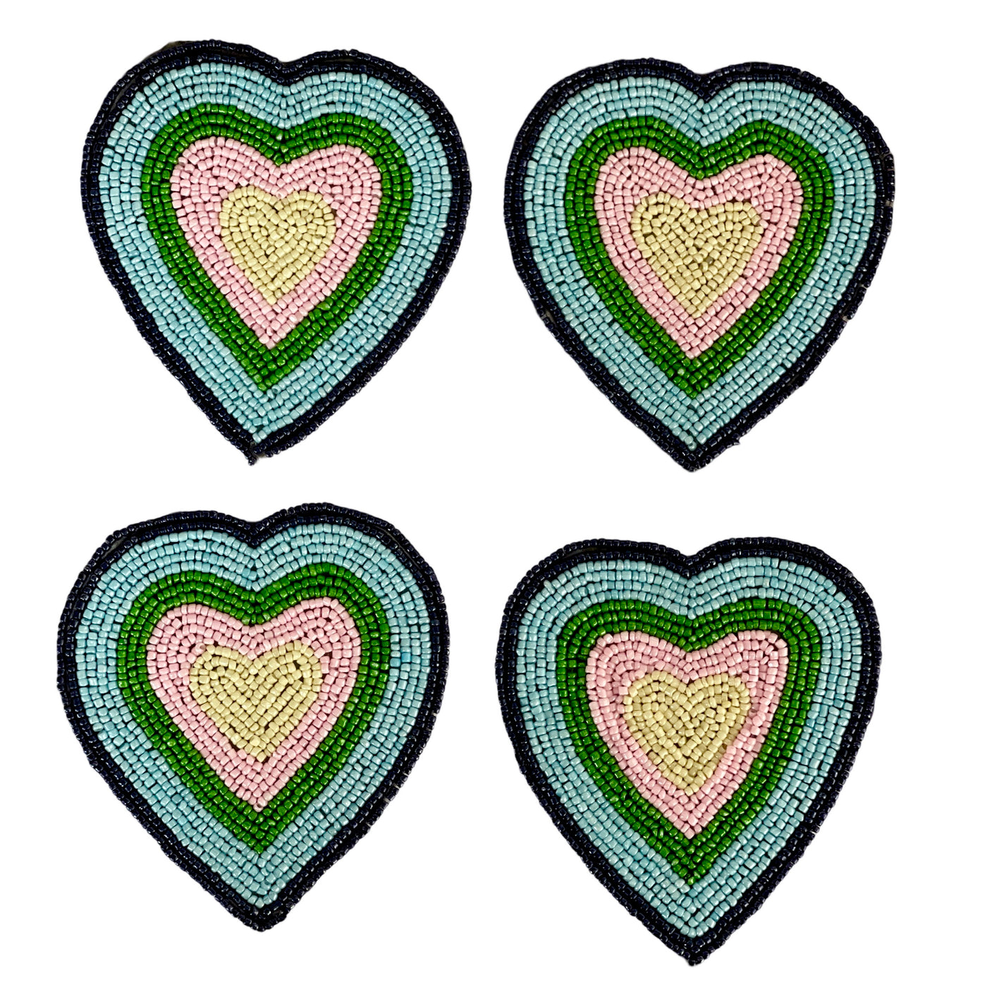 Set of 4 Glass Bead Coasters - Love Is In The Air