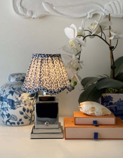 'Coco' Scalloped Linen Lamp Shade - Blue Ocelot
