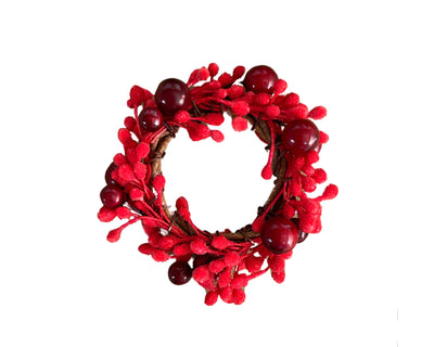 Christmas Berry Mini Wreath Napkin Ring - Red