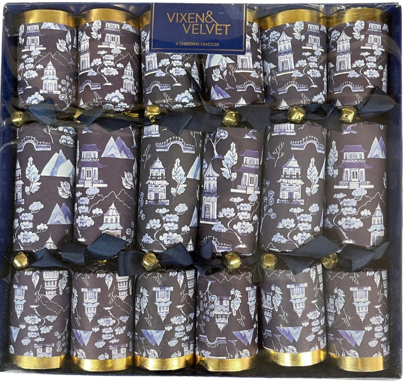 Christmas Crackers 'Chinoiserie Temple Crackers' Box of Six Crackers