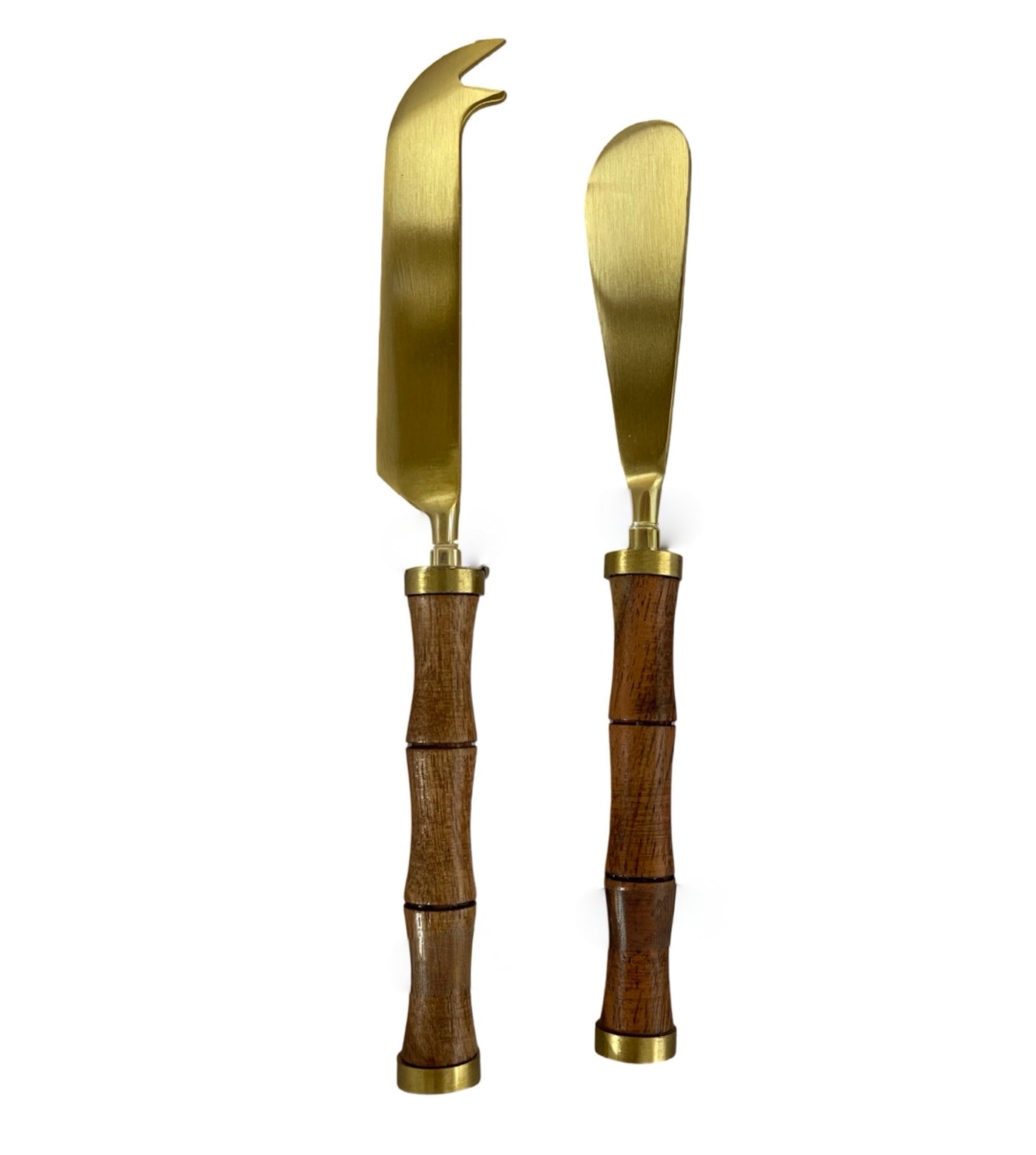 2 piece Cheese Set - Gold with Bamboo Handle