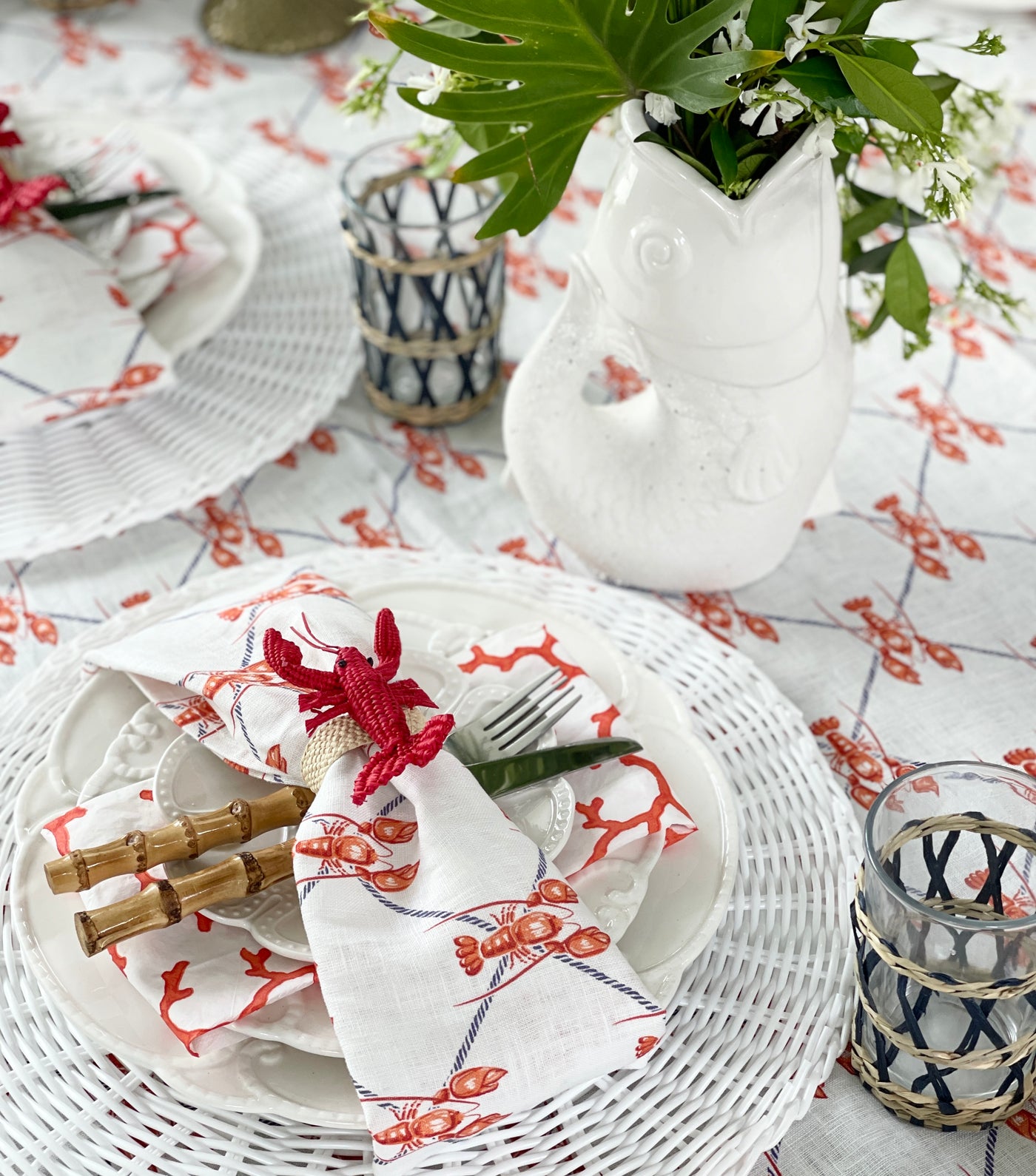 100% Linen Tablecloth - "Ahoy"