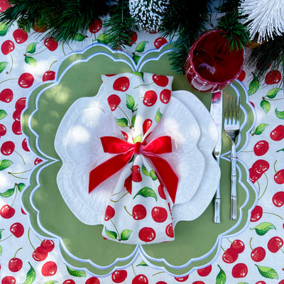 FINAL SALE 100% Linen Tablecloth - 'Cherry Cherry'
