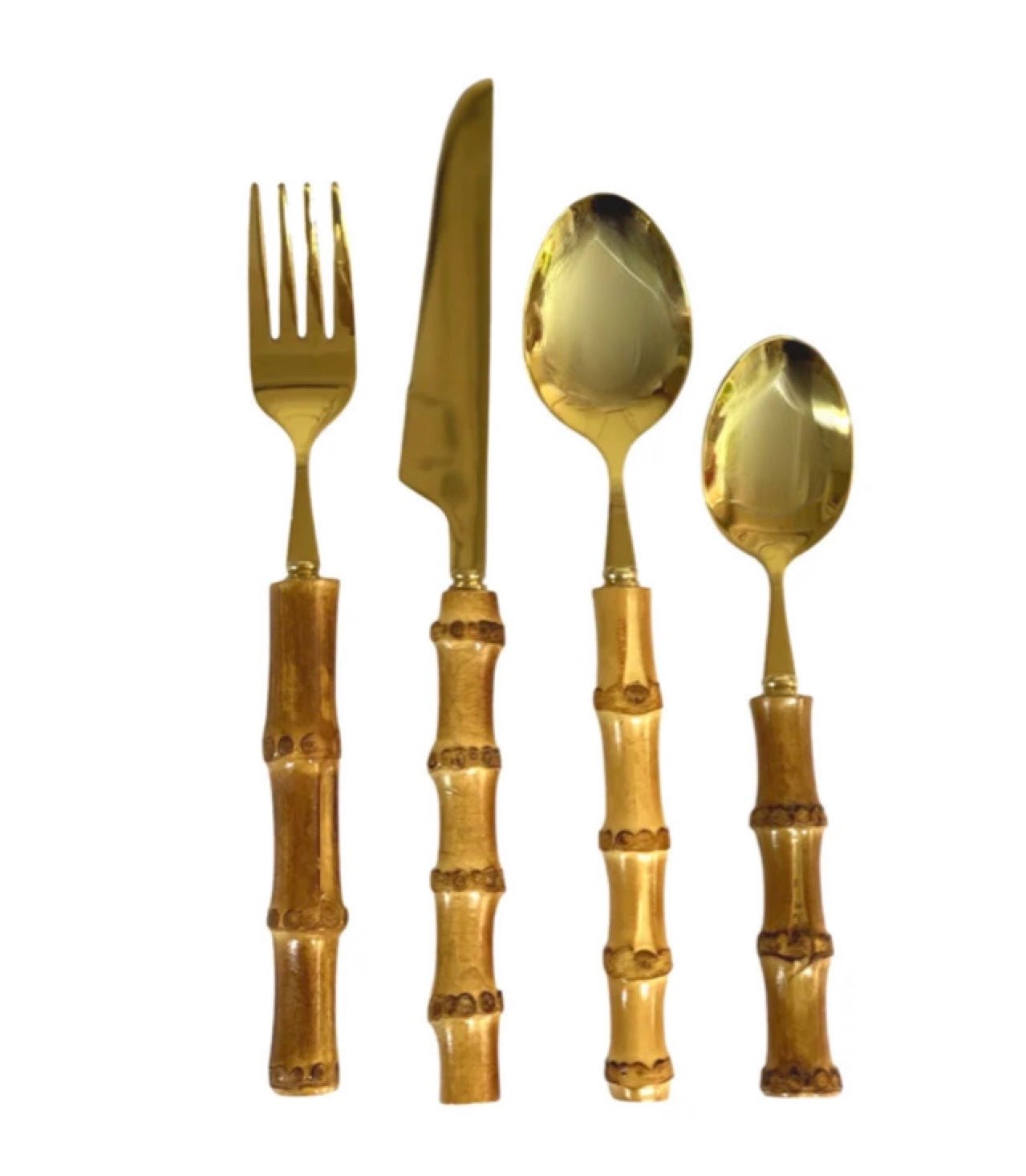 4pc, 16pc or 24pc Bamboo Handle Cutlery - Gold – Hutch Table Accessories