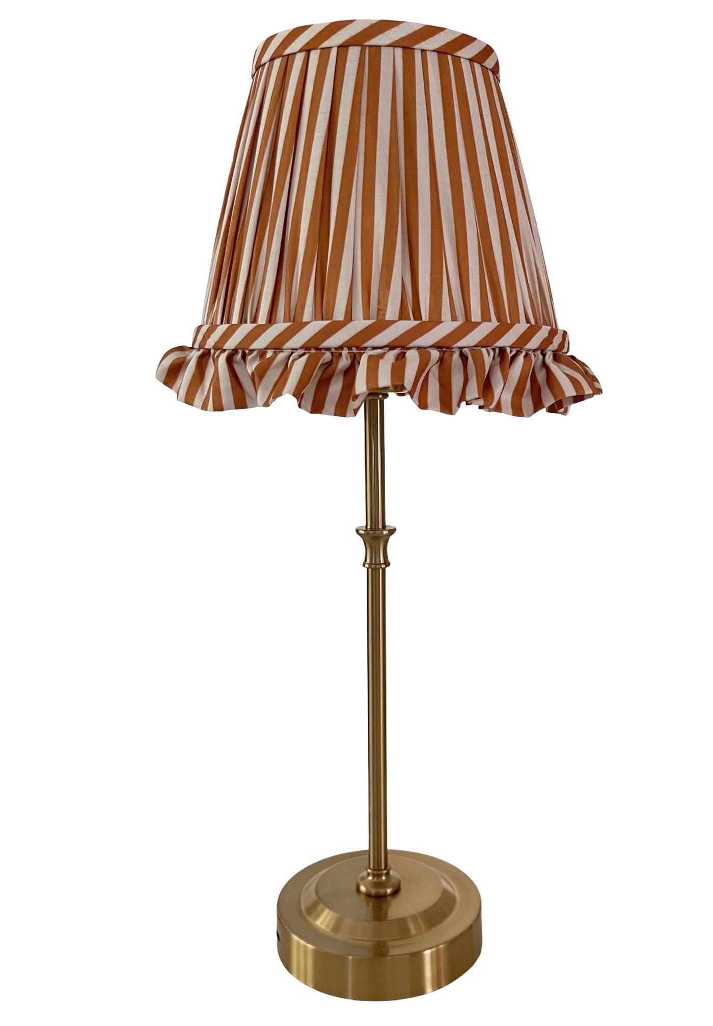'Iris' Cordless Lamp Base and Tan Stripe 'Raffles' Shade * PURCHASE 2 OR MORE AND SAVE 10% *