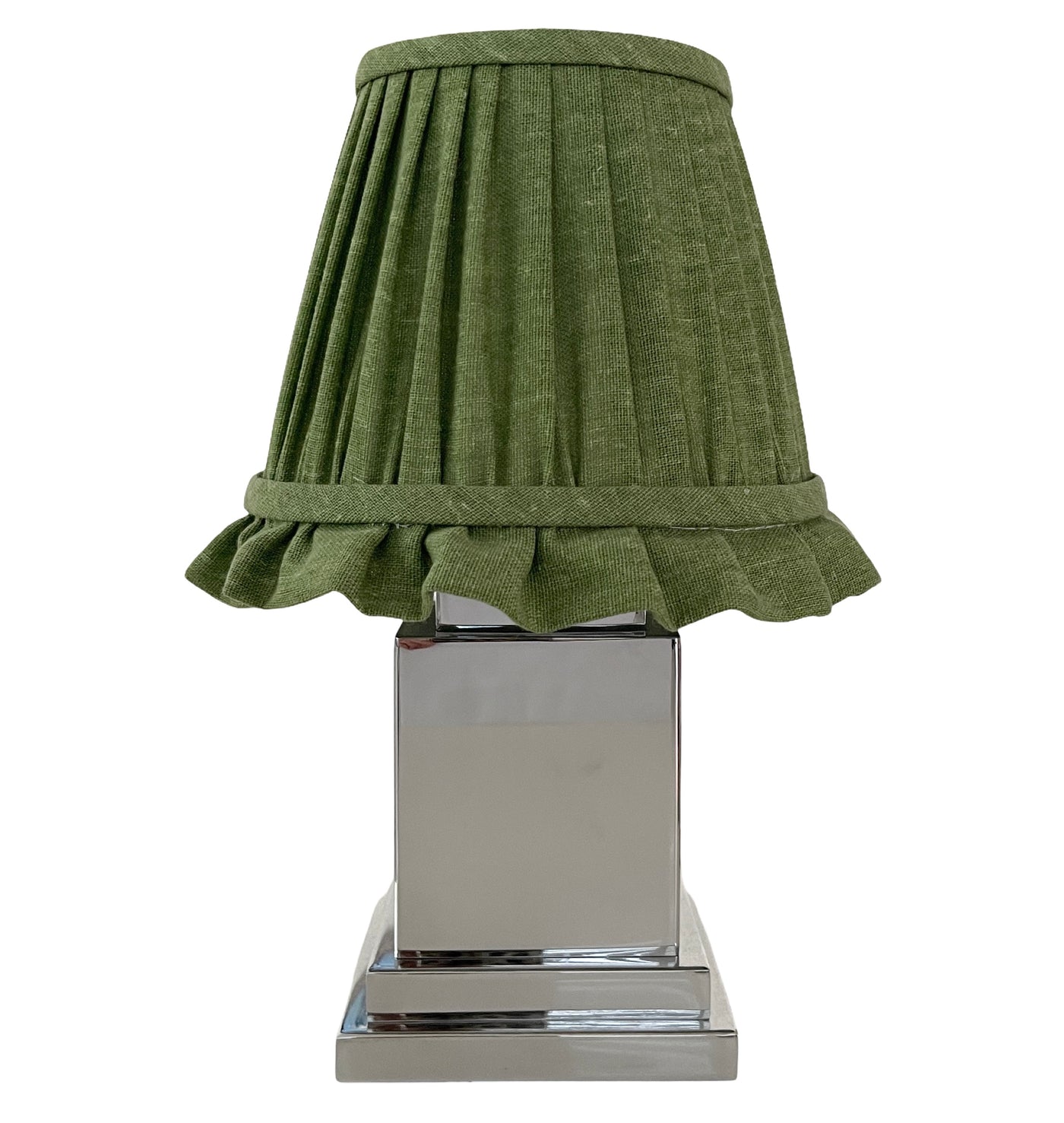 'Stanley' Cordless Lamp Base with Green 'Raffles' Linen Shade * PURCHASE 2 OR MORE AND SAVE 10% *