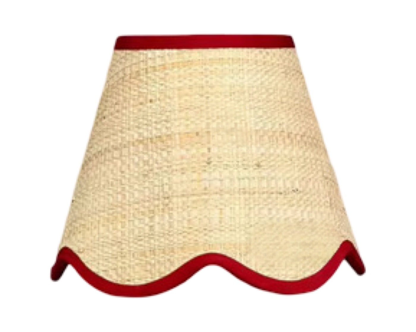 'Regent' Lamp Shade - Seagrass with Red Scalloped Trim