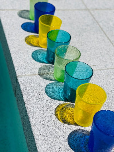 Set of 2 'Bubble' Glass Tumblers - Cobalt