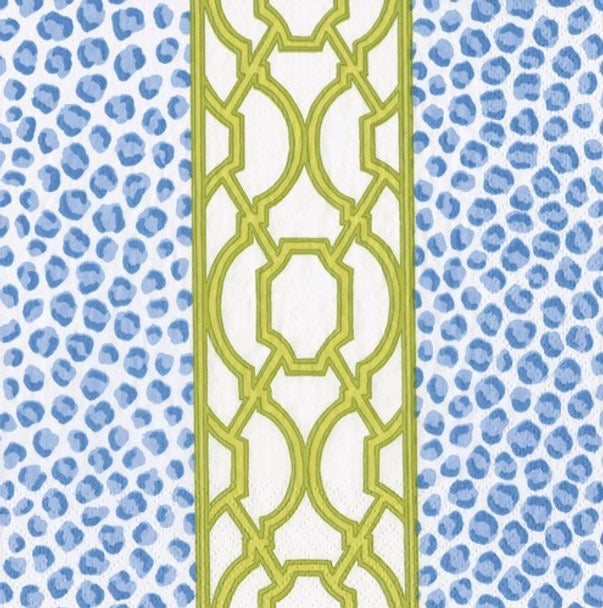 Caspari Paper Napkins - 'Knots & Spots - Blue/Green' - Luncheon Size, Pack of 20 Napkins *DUE MAY 16*