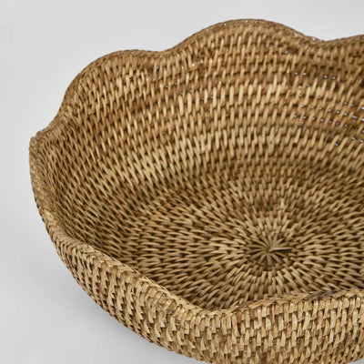 Large Scalloped Rattan Bowl