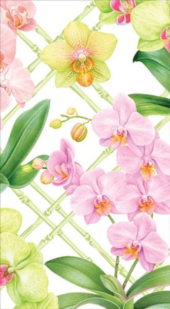 Caspari PREMIUM Guest Napkins - Orchid Conservatory - Pack of 15 *DUE MAY 16*