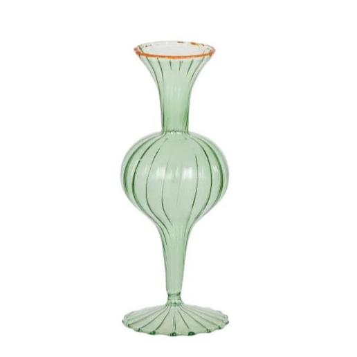 'Flora' Green with Amber Trim Glass