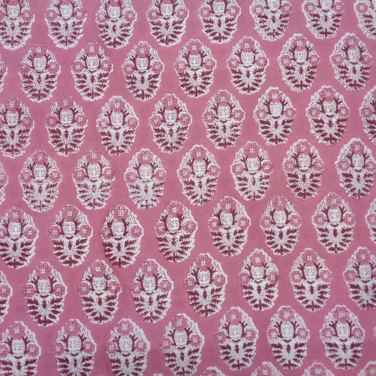 Block Printed Tablecloth 'Poppy' Pink with white Print