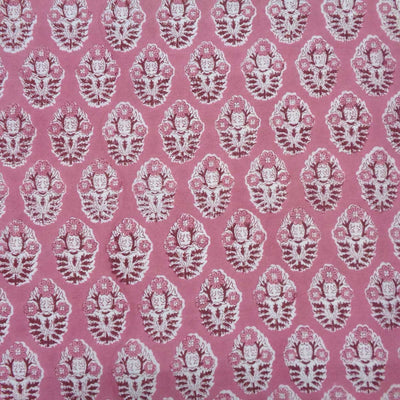 Block Printed Tablecloth 'Poppy' Pink with white Print