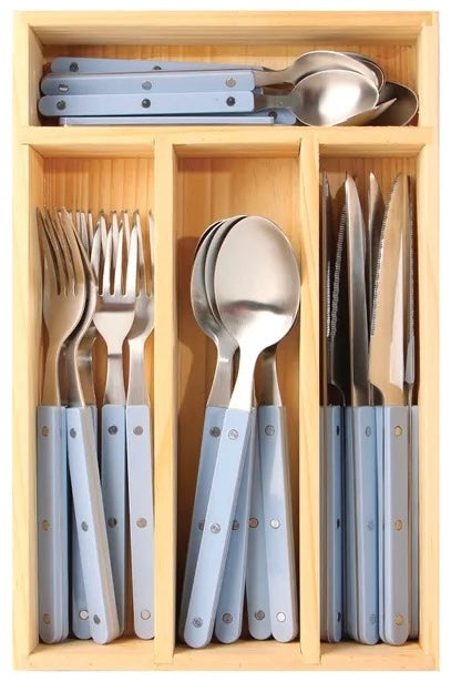 24pc Stainless Steel Cutlery Set - Pale Blue