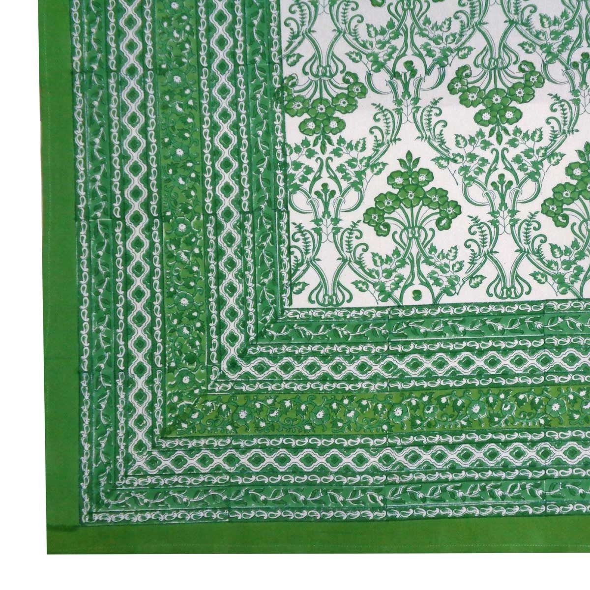 Block Printed Tablecloth 'Rani - Green'