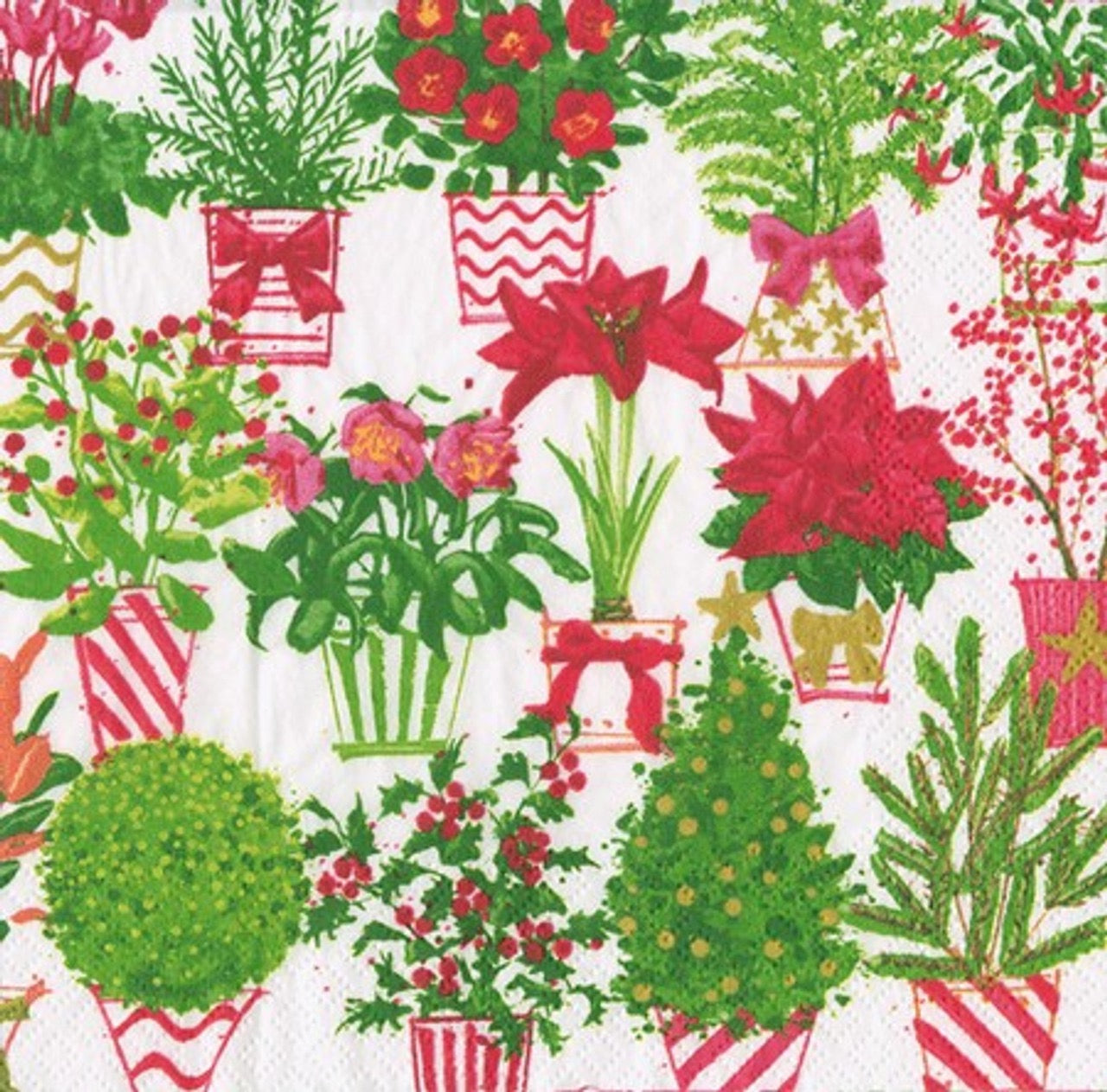 Caspari Paper Napkins - Christmas Flower Market - Luncheon Size 20 Pack