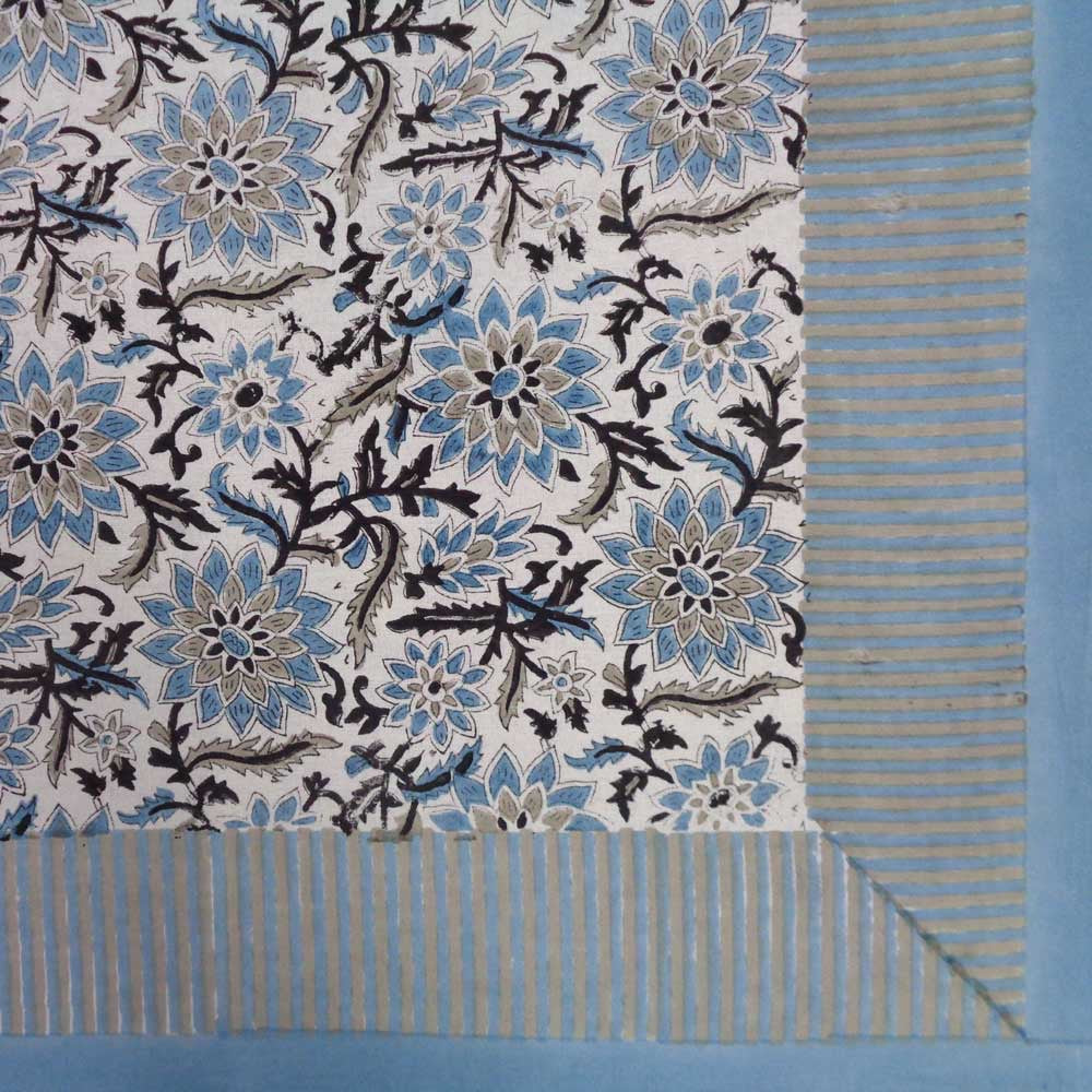 Hand Block Printed Tablecloth 'Mabala Grey'