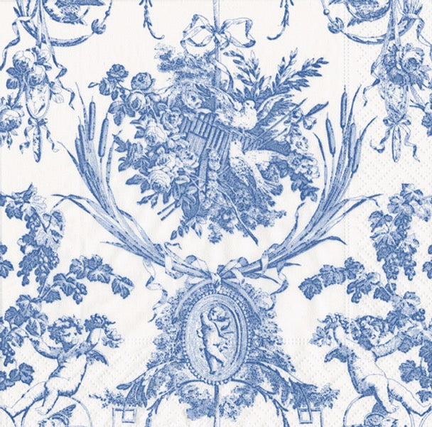 Caspari Paper Napkins - 'Romantic Toile Blue' - Luncheon