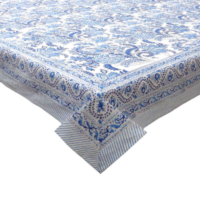 Block Printed Tablecloth 'Blue Palace'