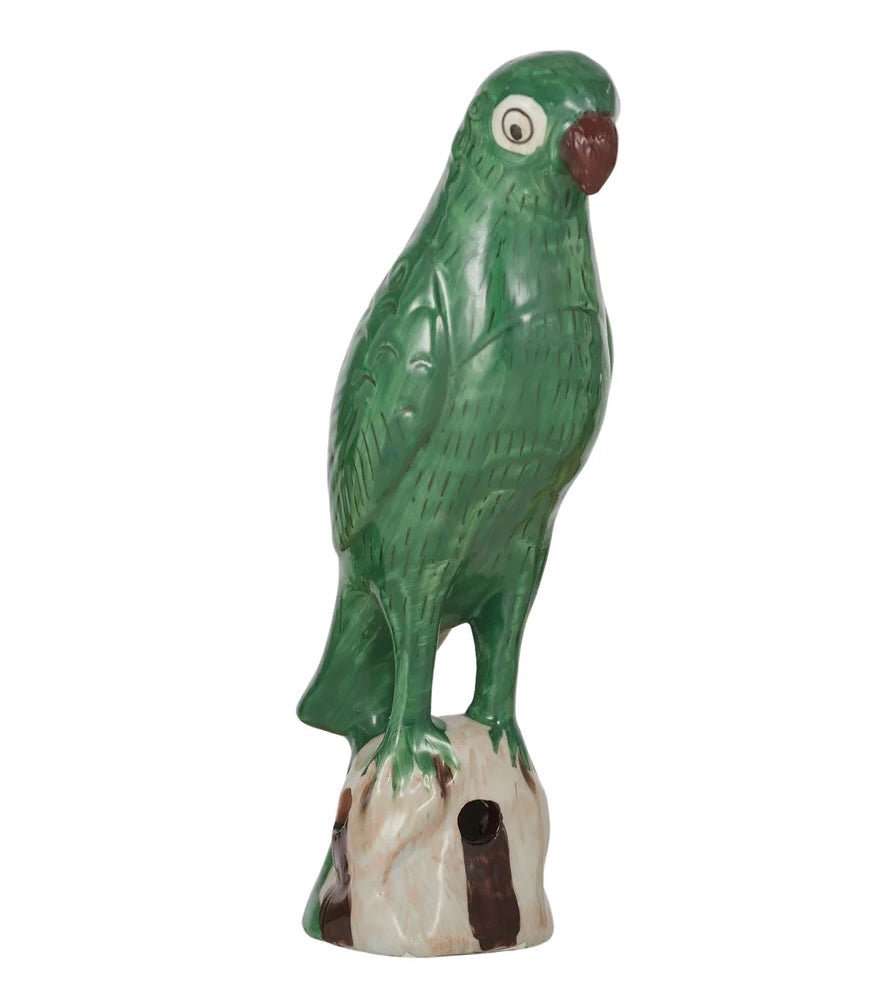 'Who's a pretty Parrot' GREEN Ceramic Parrot