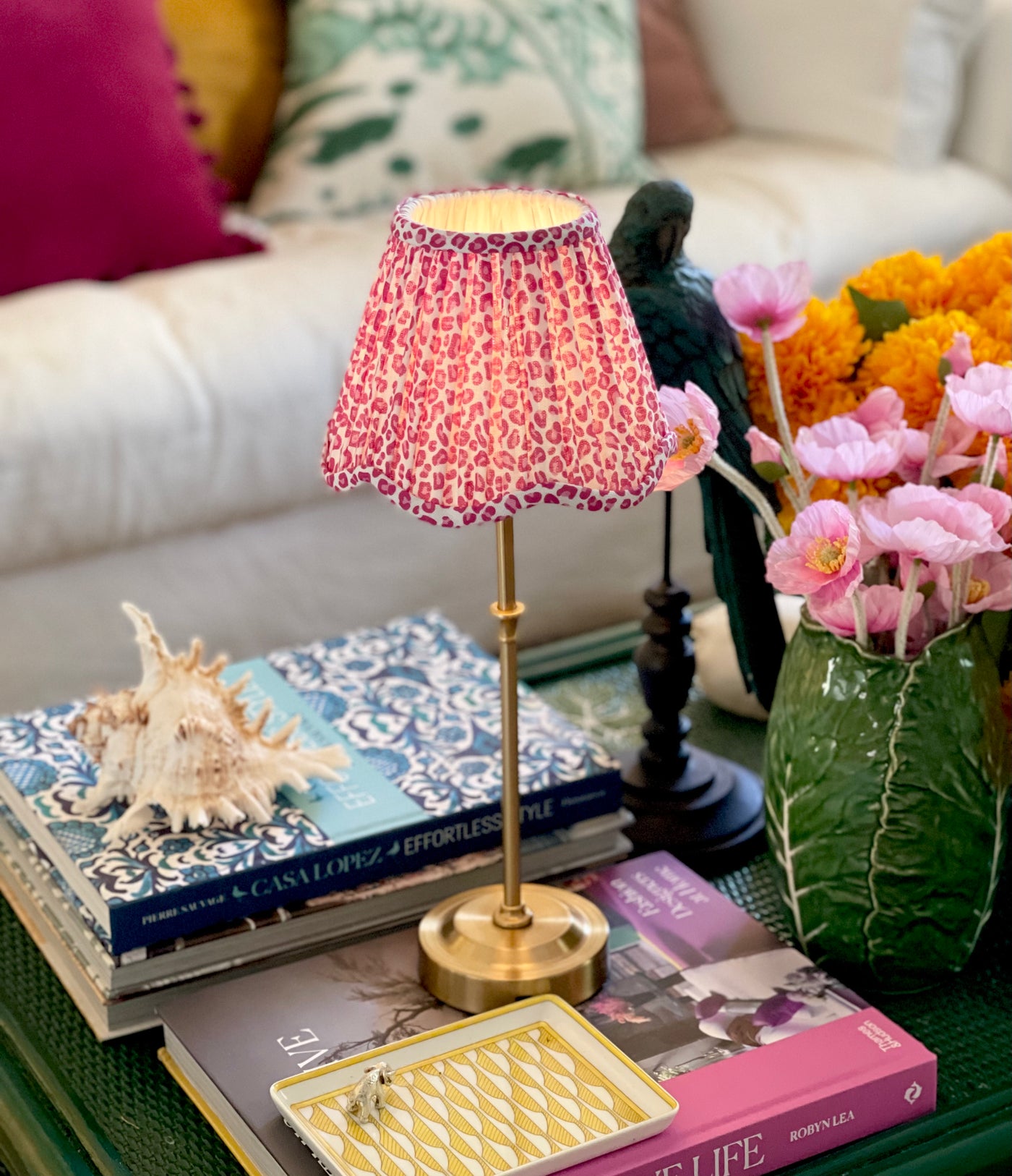 'Coco' Scalloped Linen Lamp Shade - Pink  Ocelot