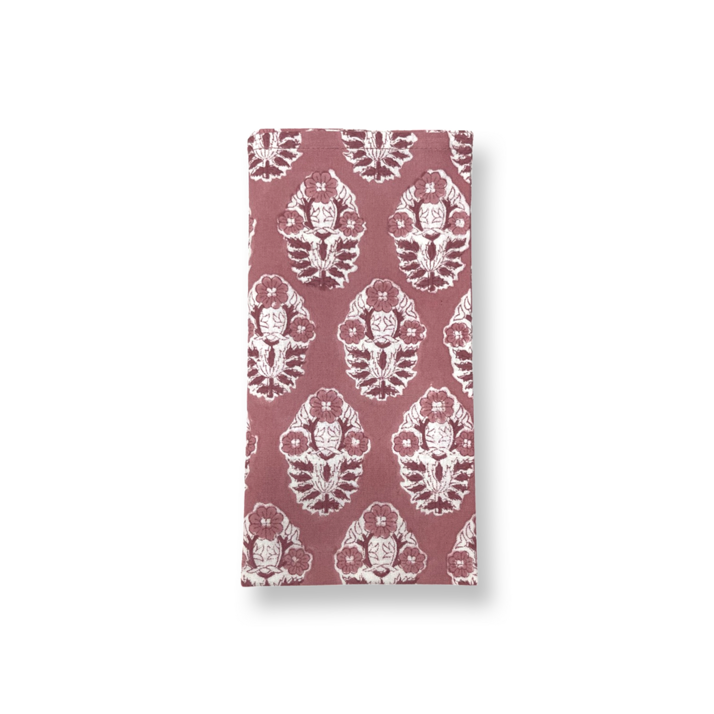 Set of 4 Hand Block Printed Cloth Napkin - 'Poppy - Pink Pink'