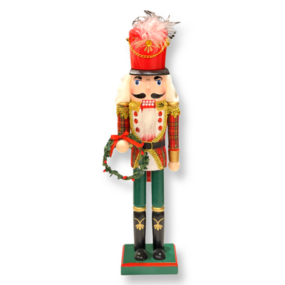 Christmas Nutcracker Statue with Wreath 38cm