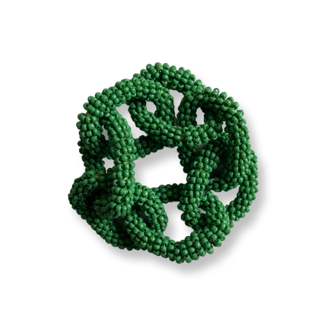 Hand Beaded Chain Napkin Ring in Green