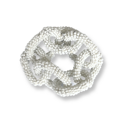 Hand Beaded Chain Napkin Ring in White